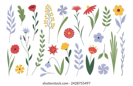 Vector set of flowers isolated on white background