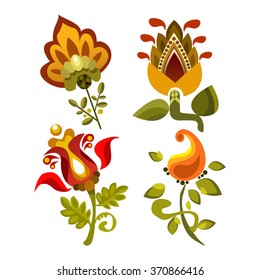vector set of flowers on white