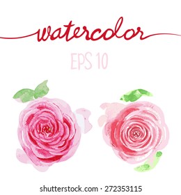 vector set of flowers in watercolor style