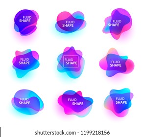 Vector set of fluid organic colorful shapes. Abstract background, shiny 3d shapes
