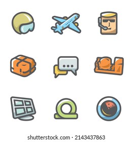 Juego de vectores de Iconos Dispetcher de Vuelo. Aeronaves.