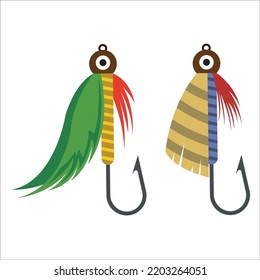 Vector Set Of Fly Fishing Lures Hooks Illustration Isolated On White Background