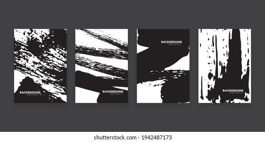 Vector set of flyer template design. Black grunge texture background.