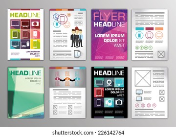 vector set of flyers templates brochures A4 size, abstract examples