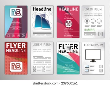 vector set of flyers templates brochures A4 size, abstract examples