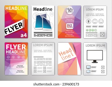 vector set of flyers templates brochures A4 size, abstract examples