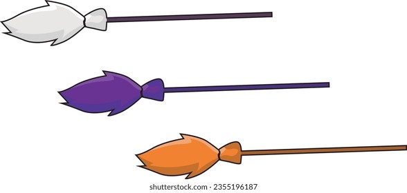 vector set of flying broom Halloween festival