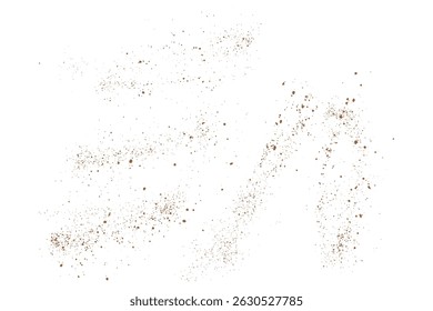 Vector set of flying coffee and chocolate powder particles background element