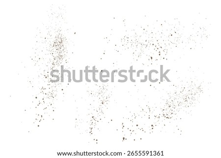 Vector set of flying coffee and chocolate powder dust particles background design element