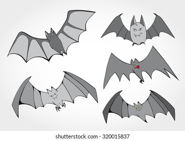 Vector set of flying  Halloween bats