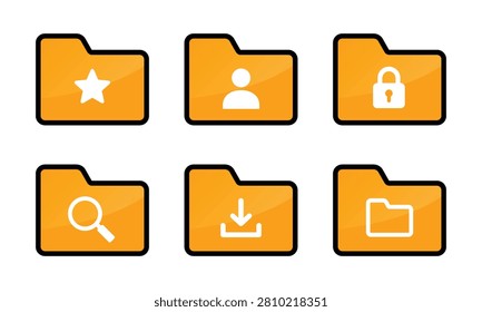 Vector Set of Folder Icon In Multiple Symbols