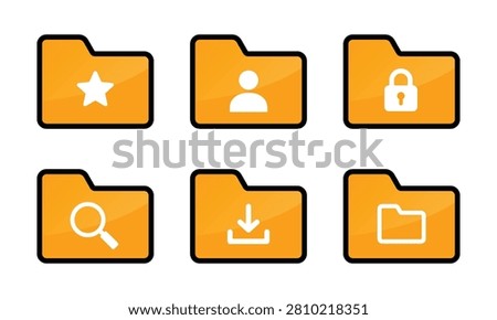 Vector Set of Folder Icon In Multiple Symbols