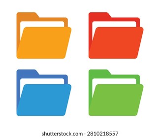 Vector Set of Folder In Multiple Color Icon