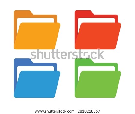 Vector Set of Folder In Multiple Color Icon