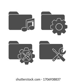 Vector set of folders for websites and apps. Stock illustration isolated on a white background. Simple design

