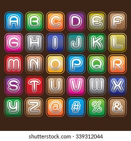 Vector set font with a bright point capital letters