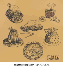 Vector set of food at Christmas for your design
