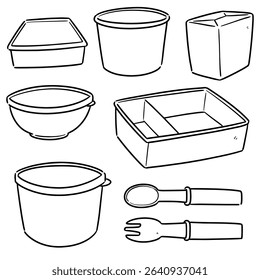 vector set of food container