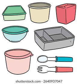 vector set of food container