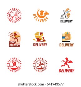 Vector set food delivery, icons, logo and illustrations B