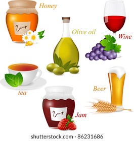 Vector set with food elements
