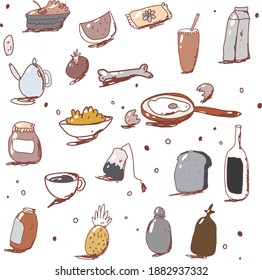 vector set of food hand drawing. Illustration in cartoon style.