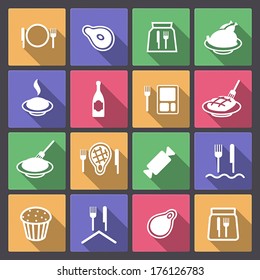 Vector set of food icons in flat design