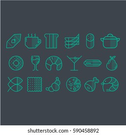Vector set of Food icons. Set for your design. EPS 10