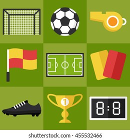 Vector set of football icons. Flat style.