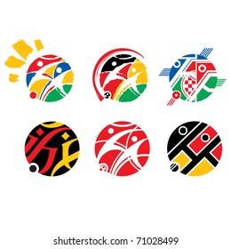 Vector set of Football Soccer Logotype abstract variations for tournament