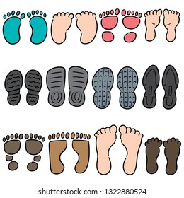 vector set of footprints and shoeprints