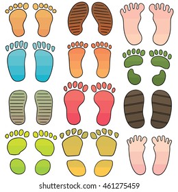 vector set of footprints and shoeprints