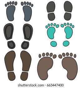 vector set of footprints and shoeprints