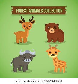 Vector set with forest animals