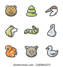Vector Set of Forest Animals Icons.