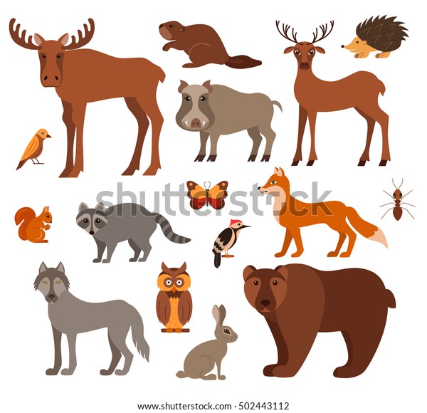 Vector Set Forest Animals Made Cartoon Stock Vector (Royalty Free ...
