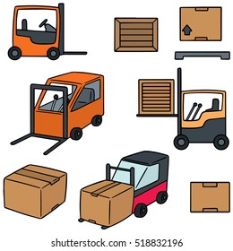 vector set of forklift truck