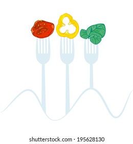 vector set of forks with bright stripe