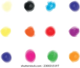 Vector set in the form of watercolor stains of different colors. Palette of watercolor textures.