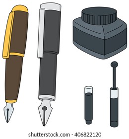 vector set of fountain pen