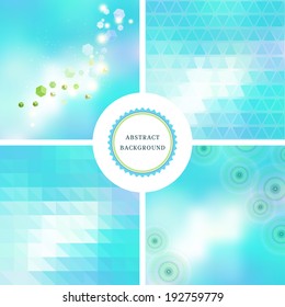 Vector set of four abstract backgrounds in one color. 