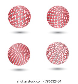 Vector set of four abstract spheres with shadow. Logo design.