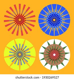 vector set of four abstract umbrella pattern decoration icons illustrations