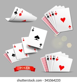 Vector set of four aces playing cards