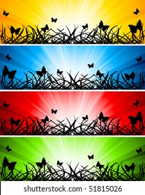 Vector set of four banners; clip-art