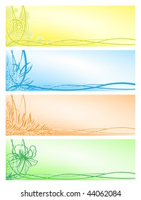 Vector set from four beautiful floral banners