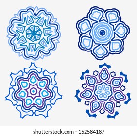 vector set four beautiful snowflakes