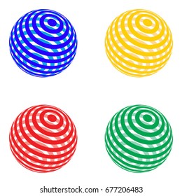 Vector set of four bright abstract spheres. 