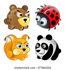 vector set of four cartoon animal characters