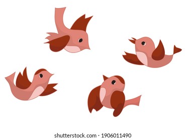 vector set of four cartoon birds